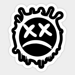 Graffiti sad emoticon | sprayed smiley emoji V3 White Sticker